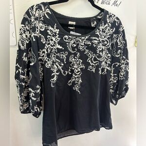 Anthropologie Edme & Esyllte black and white boho top size 4